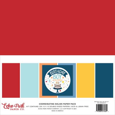 Echo Park Birthday Boy Cardstock - Solids Kit